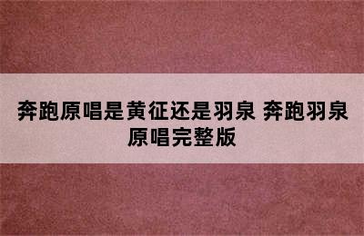 奔跑原唱是黄征还是羽泉 奔跑羽泉原唱完整版